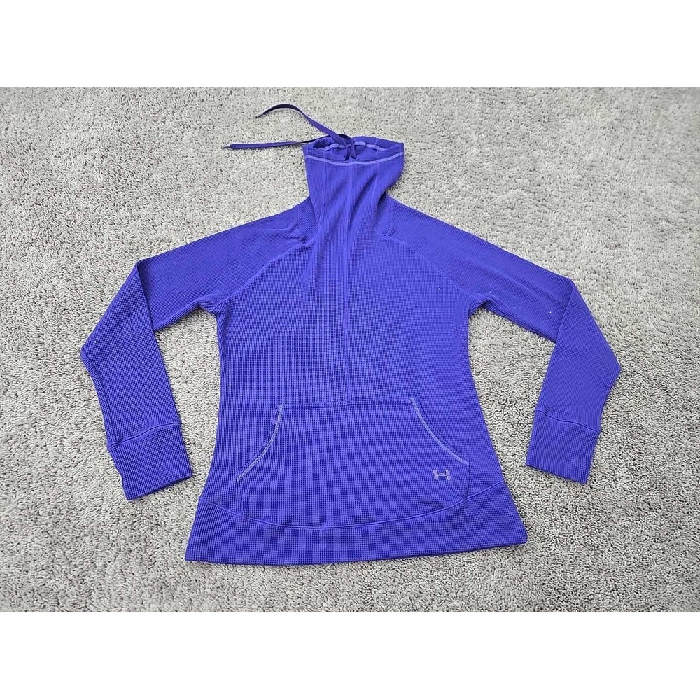 Under Armour Sweatshirt Womens L Purple Long Sleeve Turtleneck Waffle Knit Logo‎